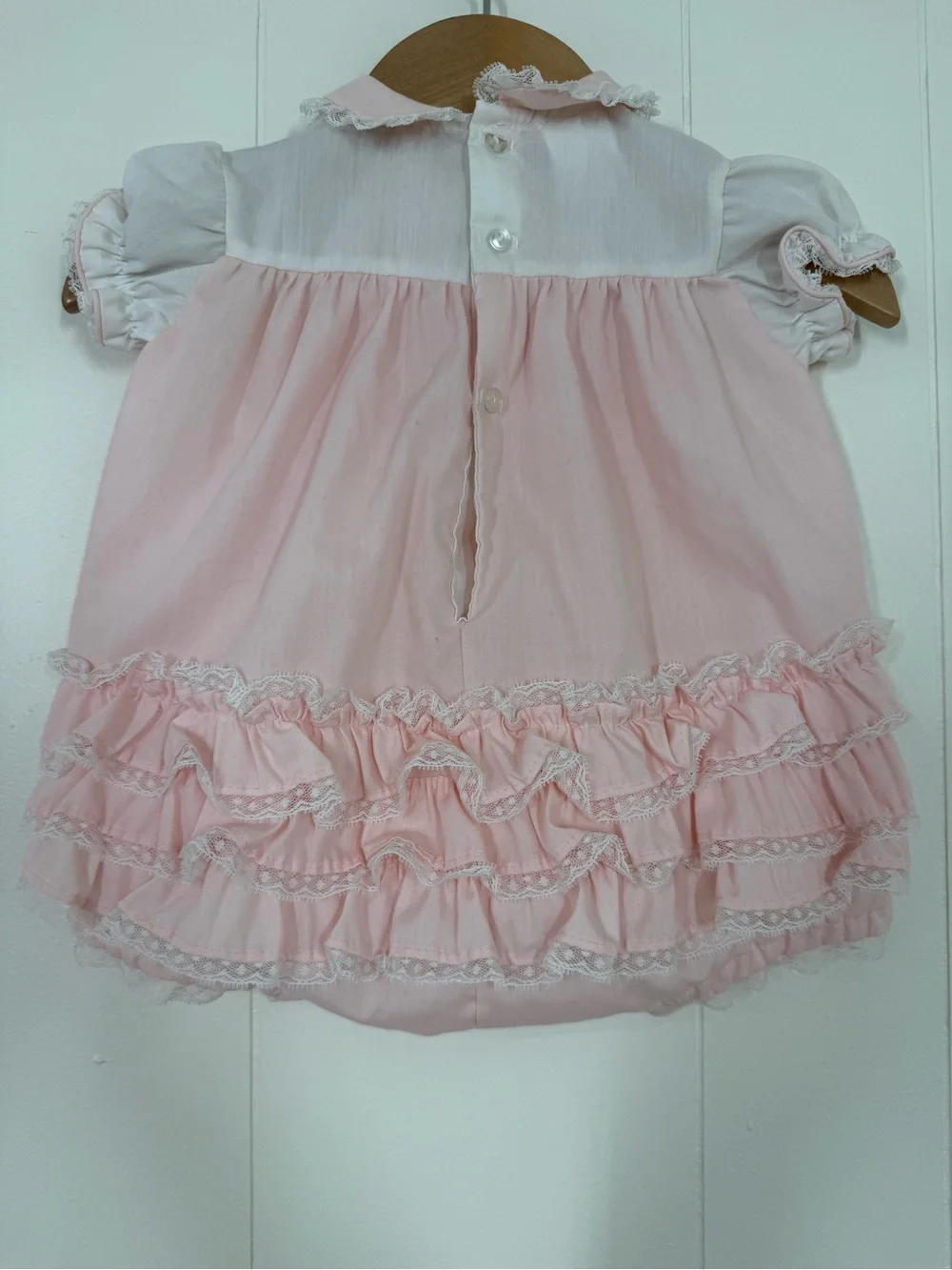 Toddle Tyke Vintage Embroidered “Babygirl” Pink Bubble Romper